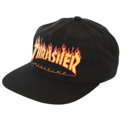 Thrasher Skate Mag Flame Embroidered Snapback - Negro - Gorra