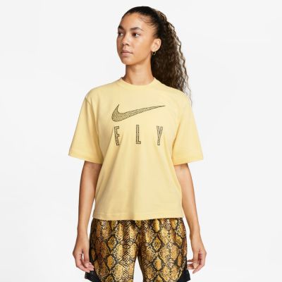 Nike Dri-FIT Swoosh Fly Wmns Boxy Tee - Amarillo - Camiseta de manga corta