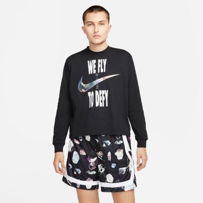 Nike Dri-FIT Swoosh Fly Wmns Boxy Long-Sleeve Tee - Negro - Camiseta de manga corta Nike Dri-FIT Swoosh Fly Wmns Boxy Long-Sleeve Tee - Negro - Camiseta de manga corta
